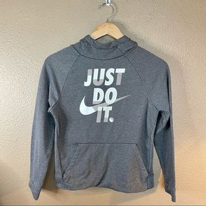 Nike Hoodie Just Do It Boys Gray and White